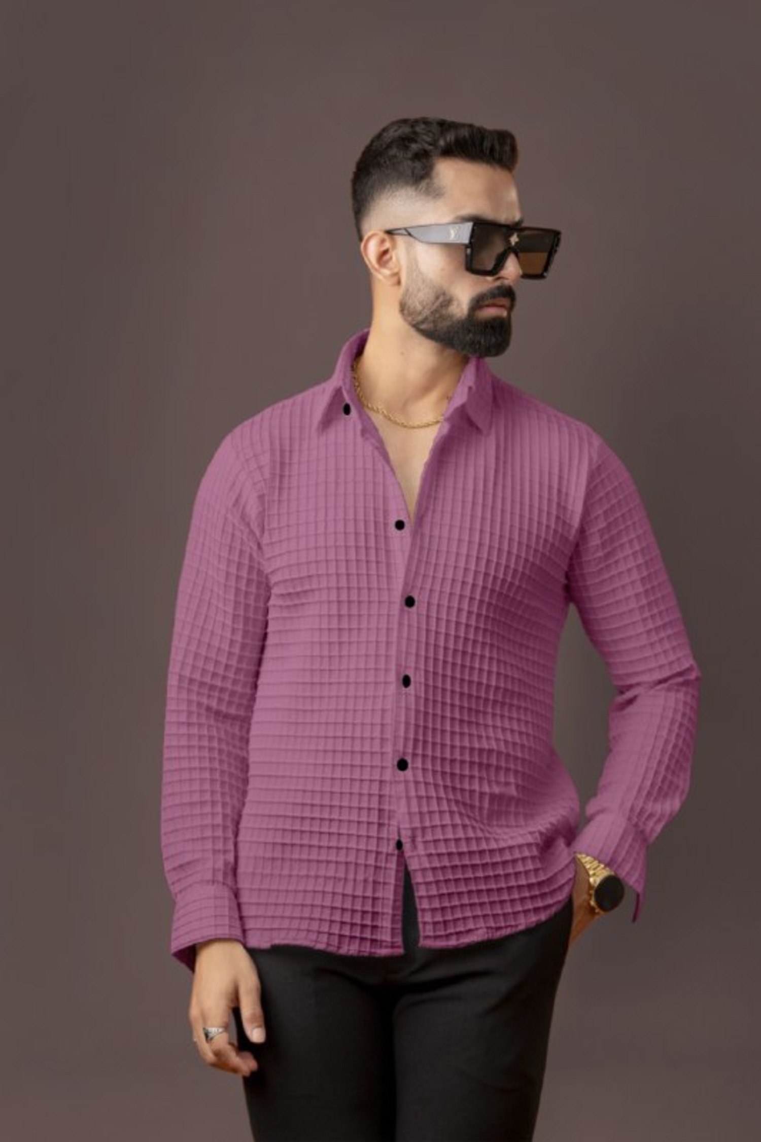 BLUECORP ENTERPRISE Men's Textured Cotto...