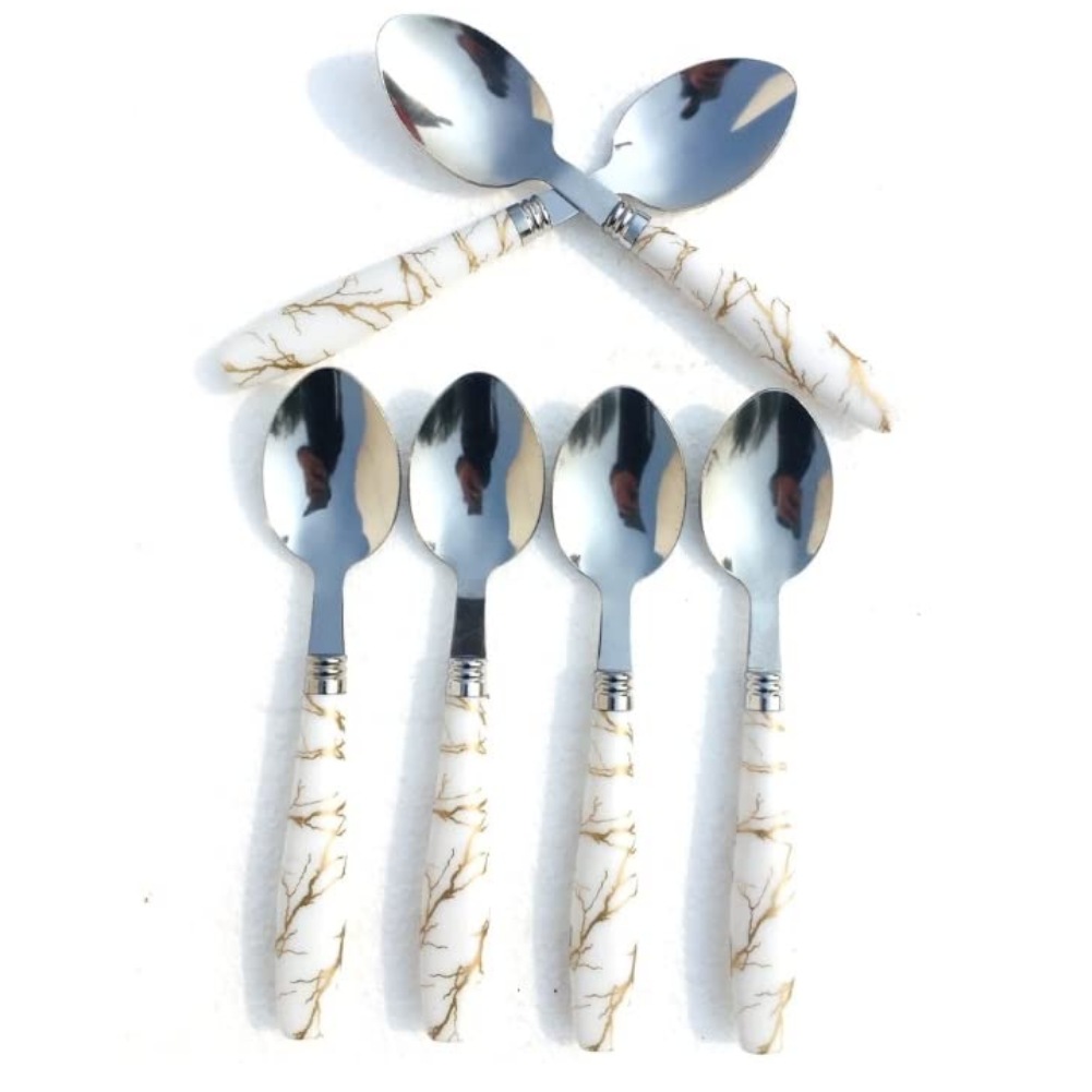 Qawvler Marble Finish Plastic Spoon Set...
