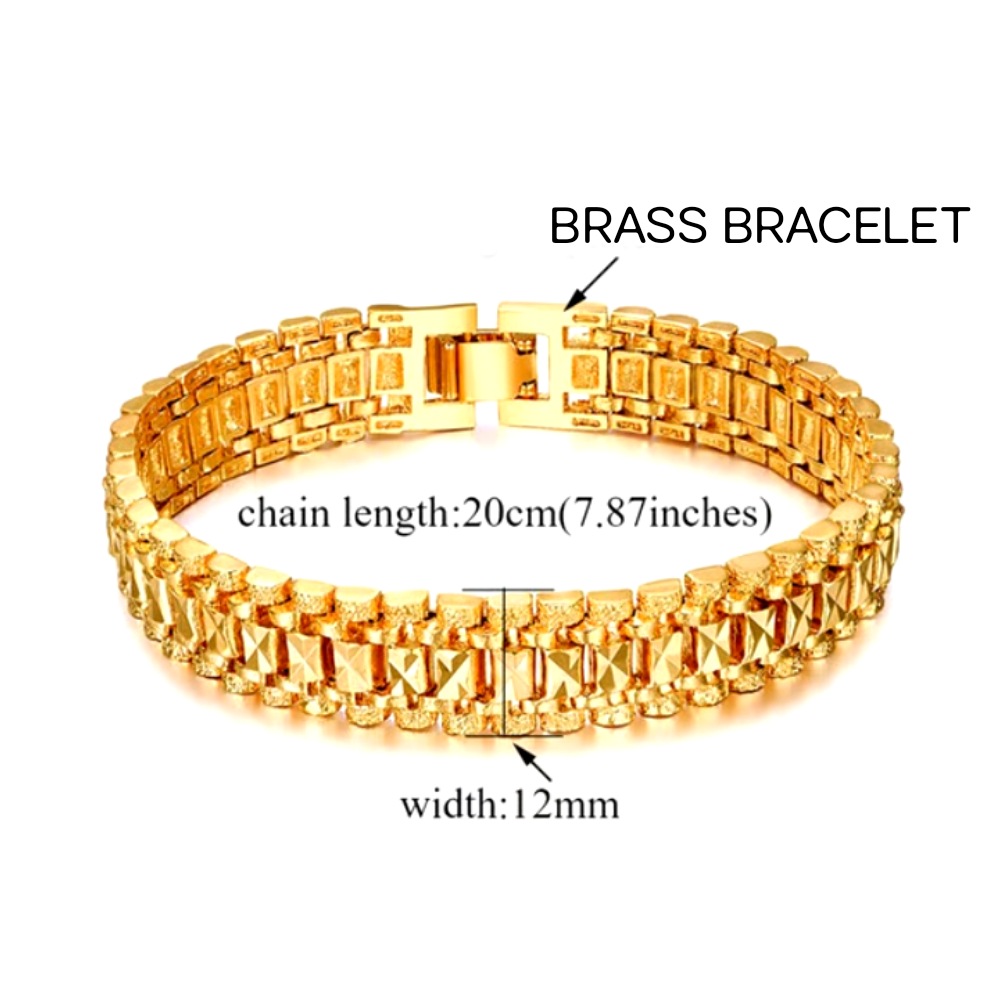 Evordlss Brass Bracelet Three Shades Gold, 20 cm Chain Length, for Men (Pack of 1)
