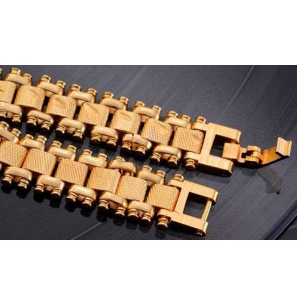 Evordlss Brass Bracelet Three Shades Gold, 20 cm Chain Length, for Men (Pack of 1)