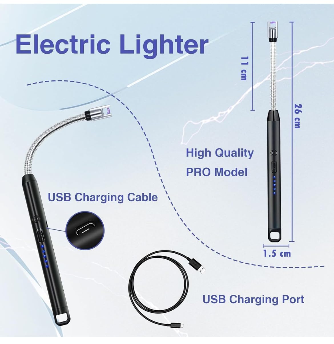 360 Degree Flexible Neck Electric Gas Lighter for Kitchen