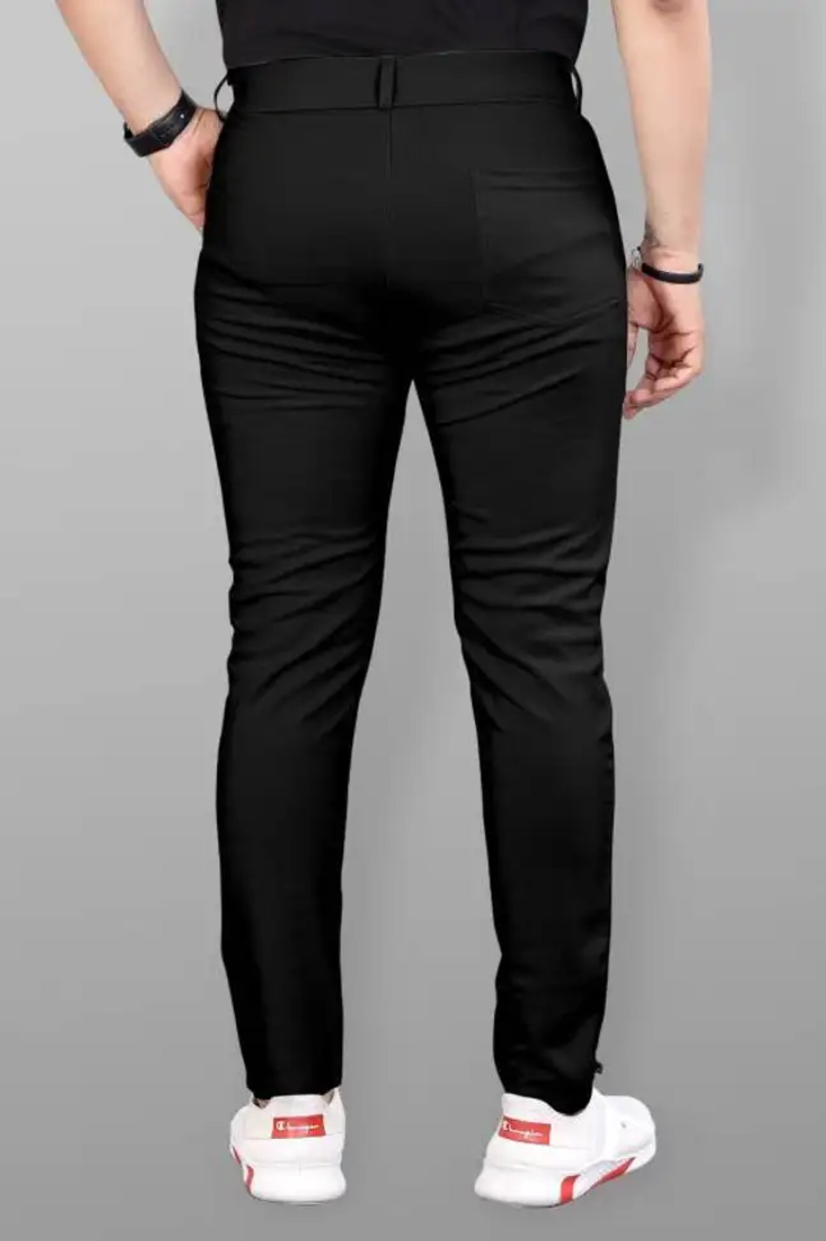 Bluecorp Enterprise Men's Classic Black Formal Trousers, Slim Fit Design with Belt Loops and Pockets