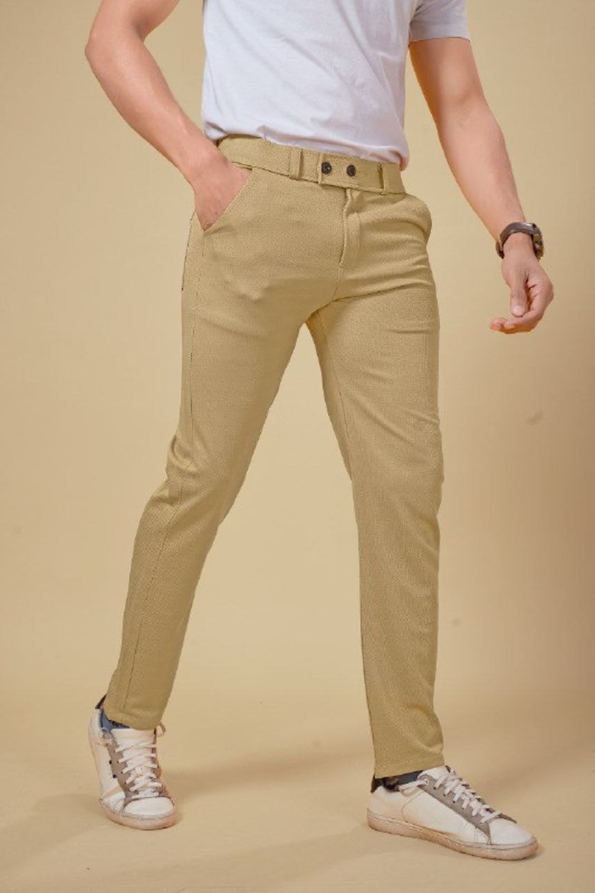 Bluecorp Enterprise Men's Classic Khaki Formal Trousers, Slim Fit Design with Belt Loops and Pockets