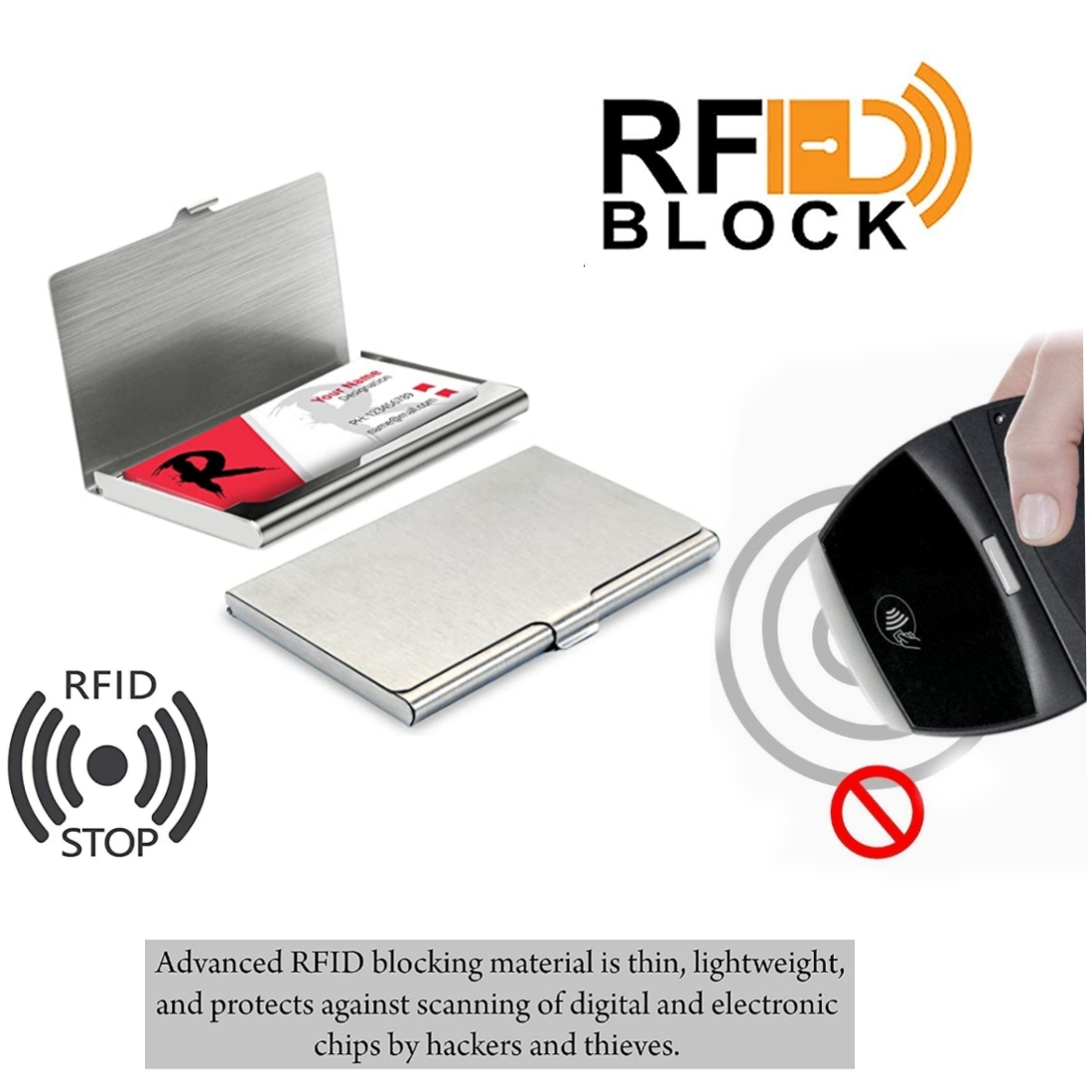 Men's & Women's Stainless Steel Pocket ATM Visiting Credit Card Business Card Case Holder - Silver