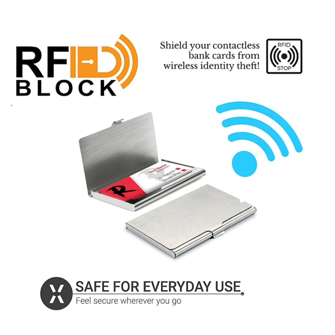 Men's & Women's Stainless Steel Pocket ATM Visiting Credit Card Business Card Case Holder - Silver