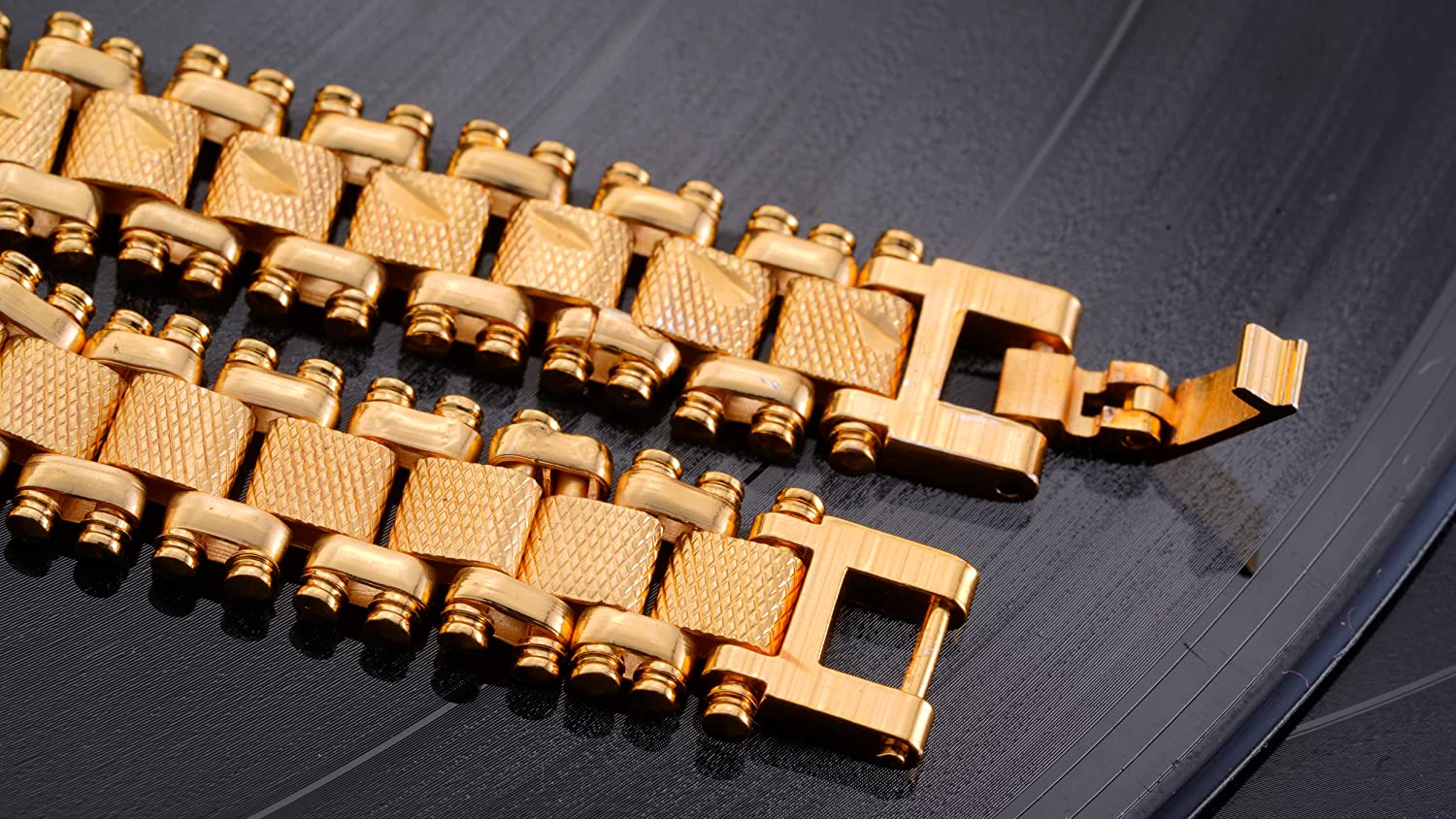 Three Shades Gold Brass American Diamond Gold Plated Bracelet for Men