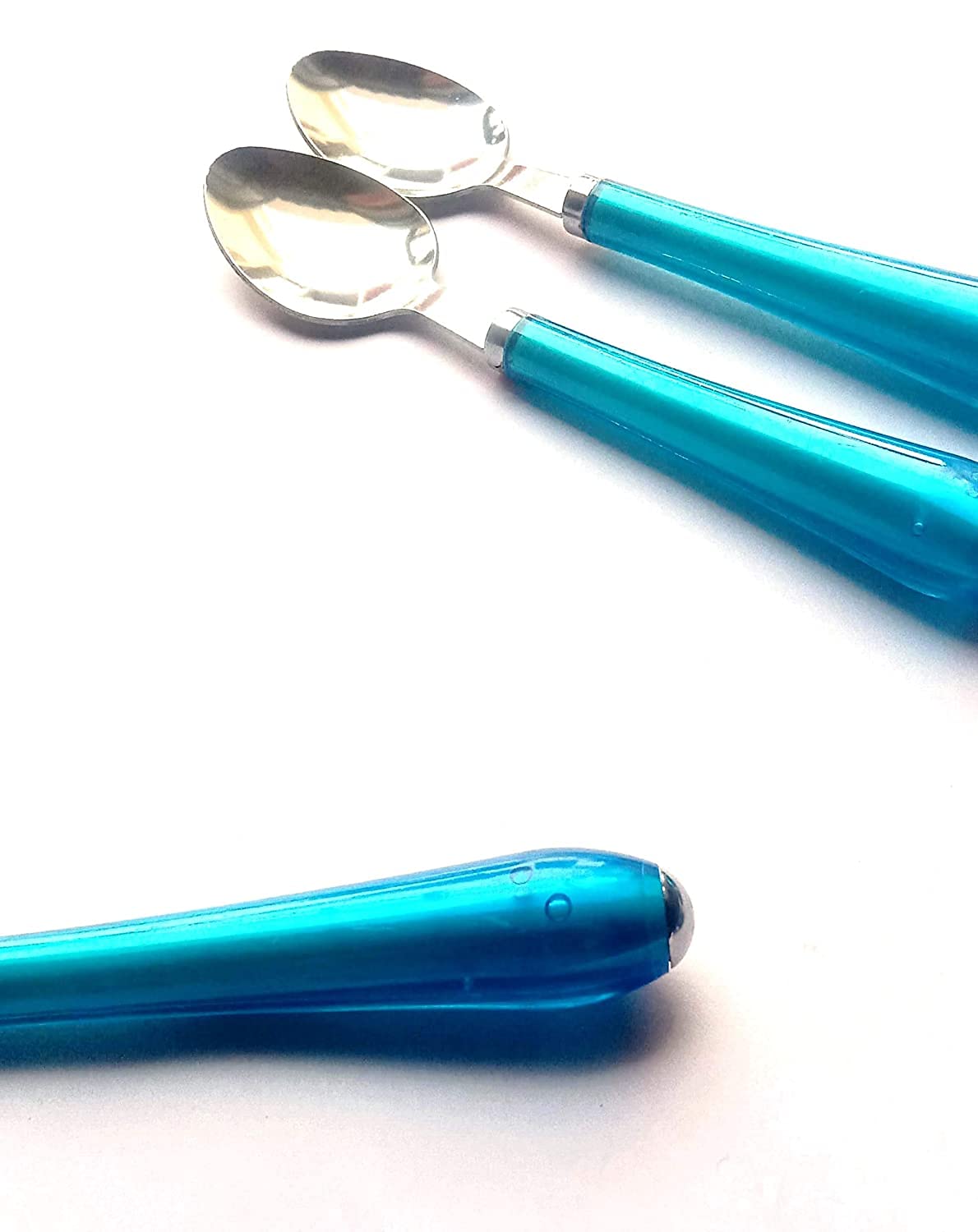 Qawvler Solid Plastic Spoon Set For Kitchen And Dining Pack of 6 Blue