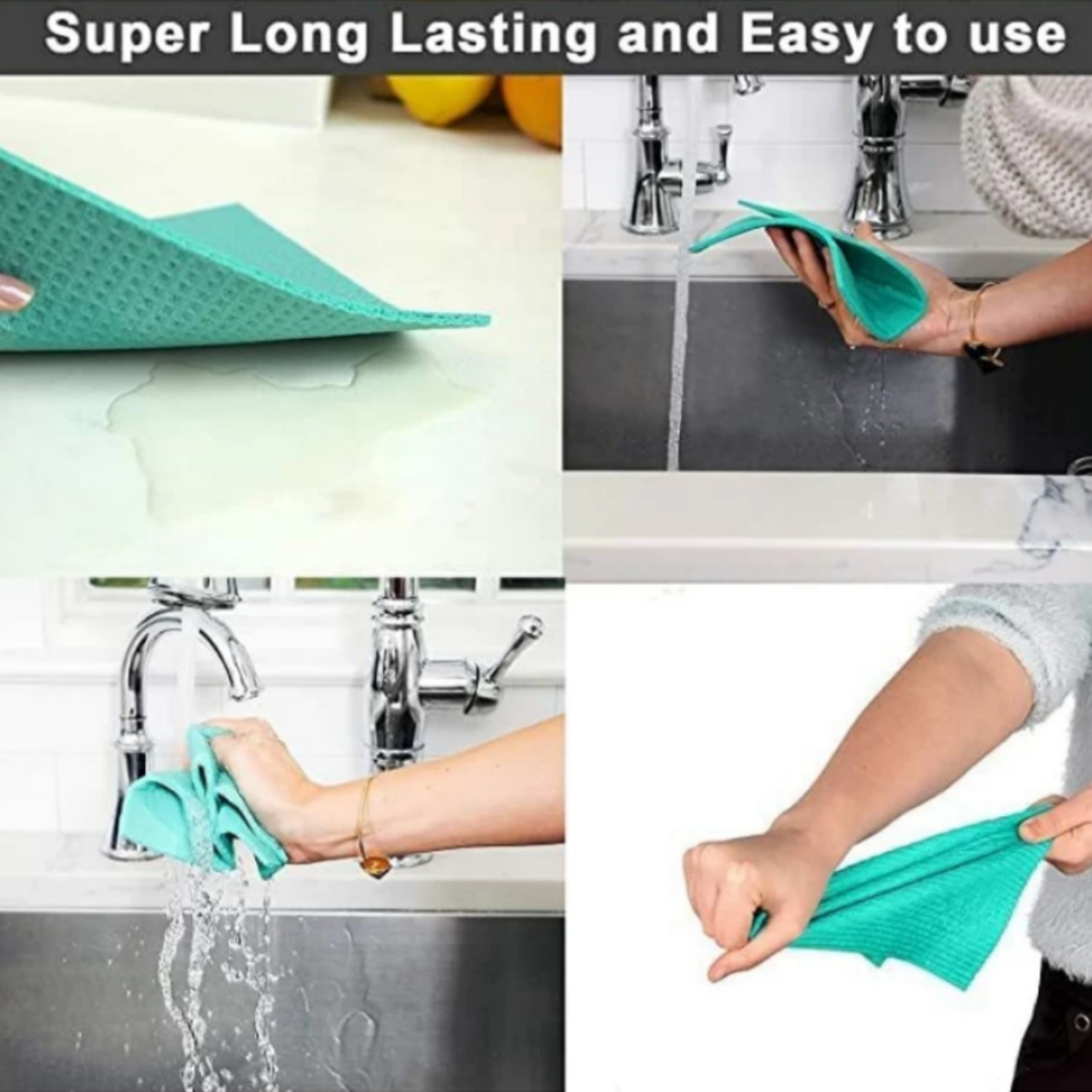 Qawvler Sponge Wipe for Kitchen Reusable Cleaning Sponge Easy to use, Multicolor & Biodegradable (Pack of 5)