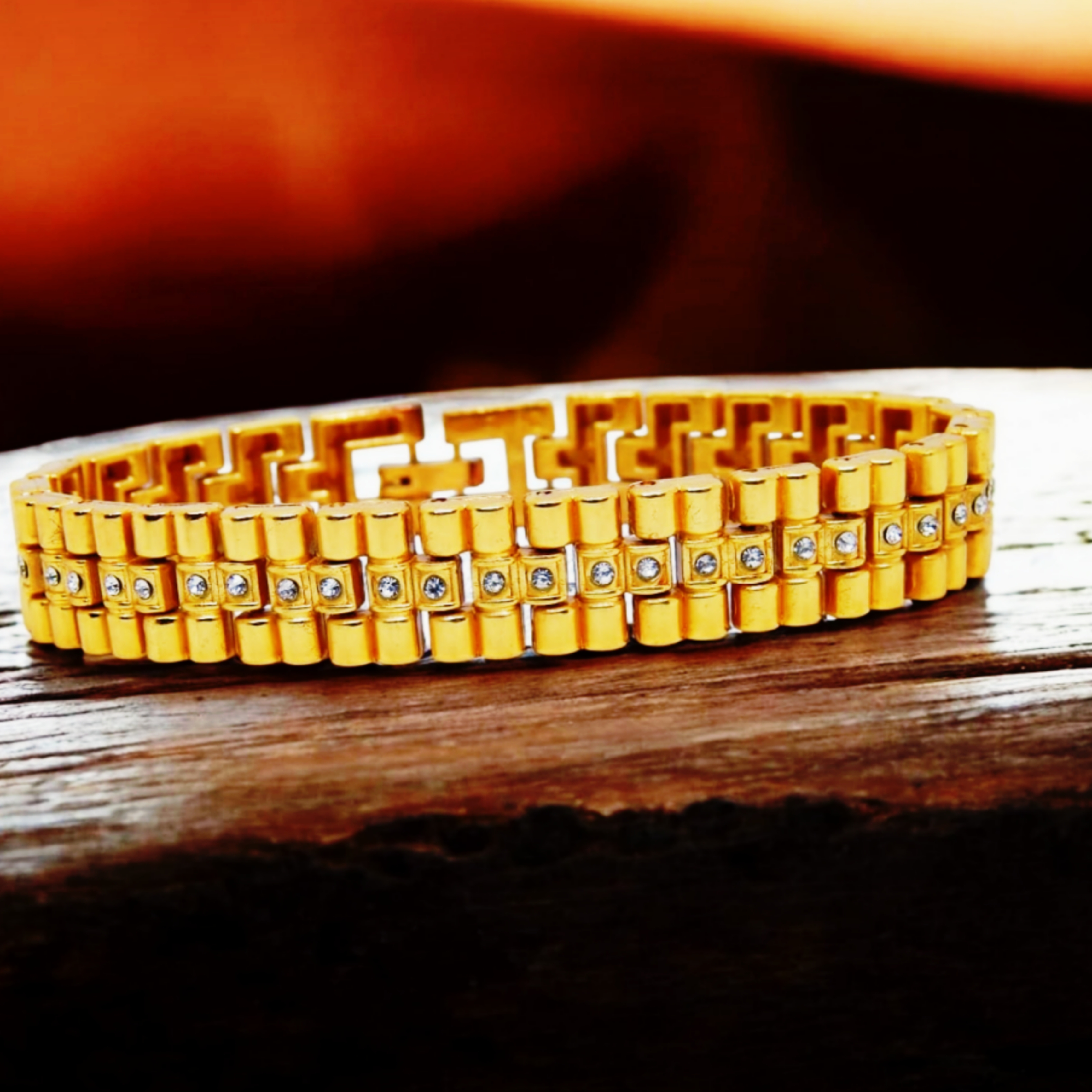 Evordlss Men's Gold-Plated Brass Bracele...