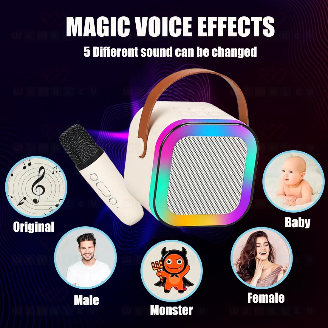 Latest Rechargeable Karaoke Mic with Speaker for Singing | Wireless Mini Portable Bluetooth Speaker with Microphone & LED Lights | Cute Birthday Gift for Kids Musical Toys for Boys, Girls and Adults