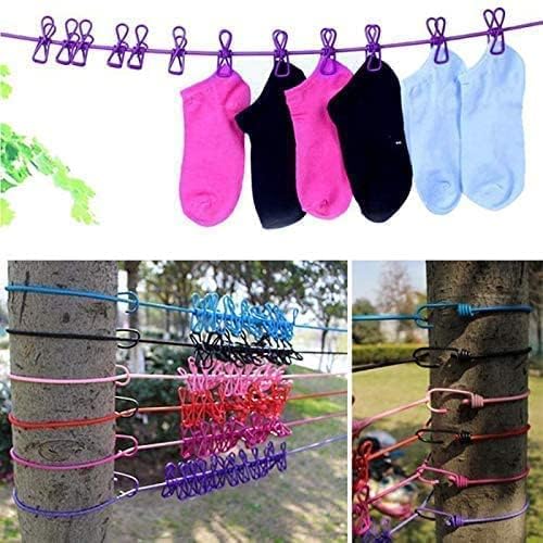 Stretchable Clothesline Rope with 12 Cloth Pins