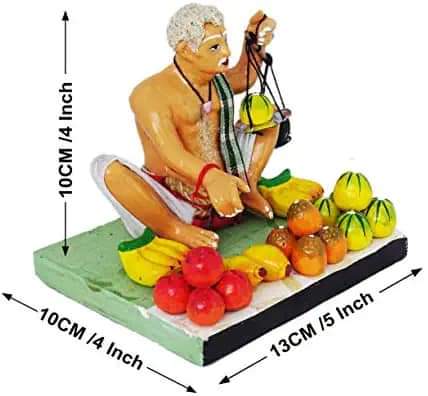 Krishnanagar Handmade Clay Gift Decor Sitting Human Figure Miniature Fruit Seller