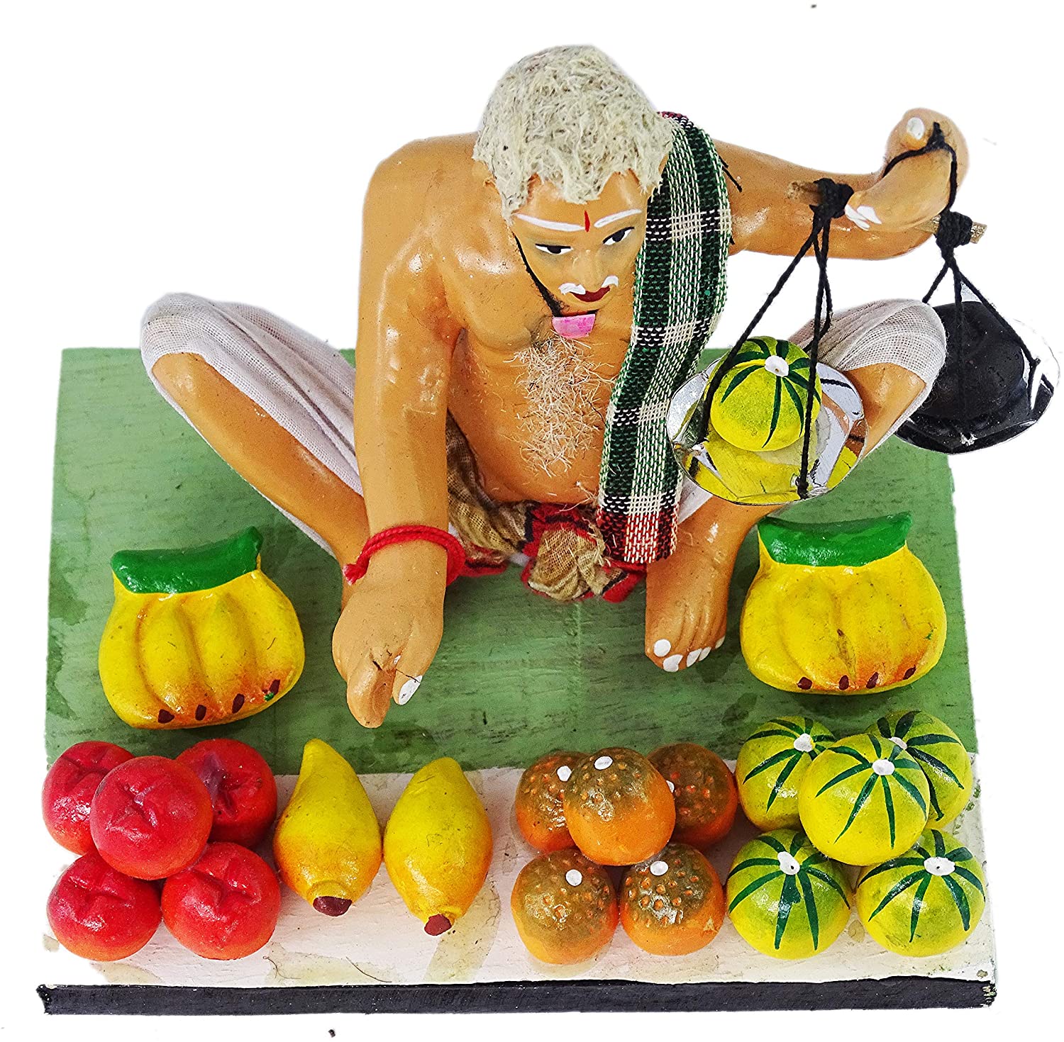 Krishnanagar Handmade Clay Gift Decor Sitting Human Figure Miniature Fruit Seller