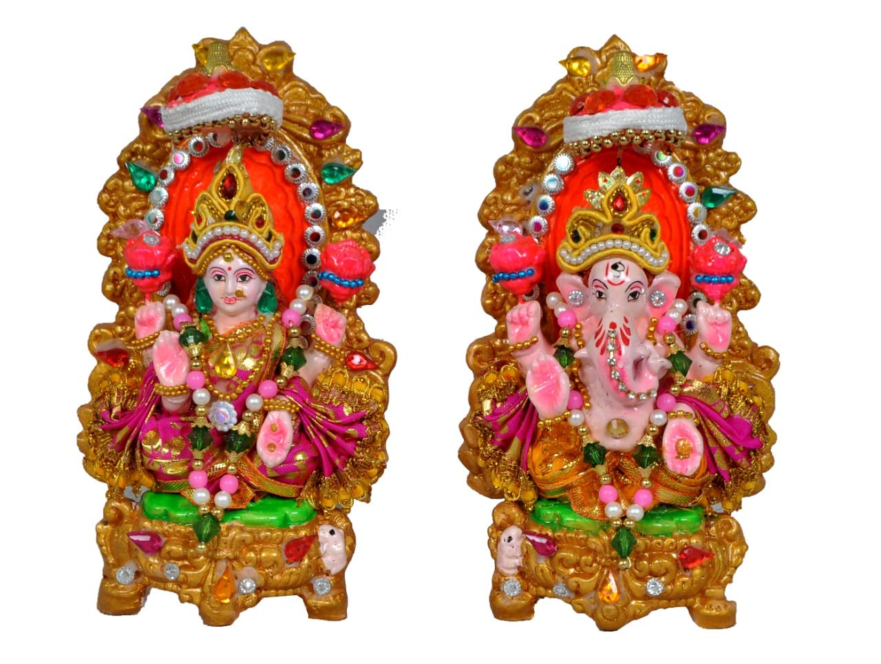 Lord Laxmi Ganesh Pair Murti Terracotta Clay Idol for Home Decor