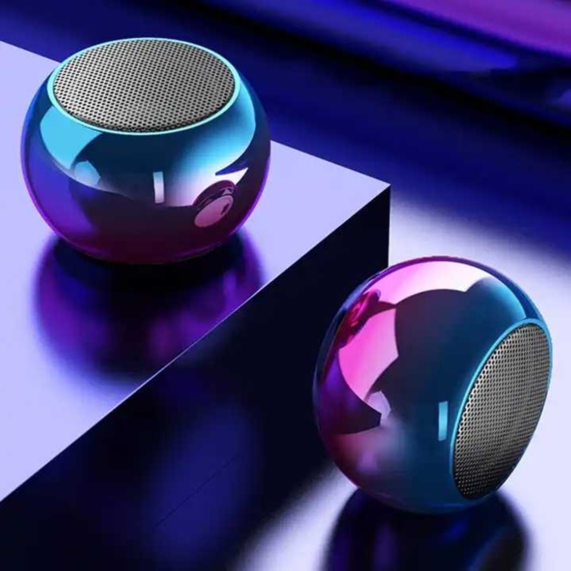 Mini Boost 4 Bluetooth Speaker 4D Mini Electroplating Round Steel Speaker - Multicolor - Pack of 1