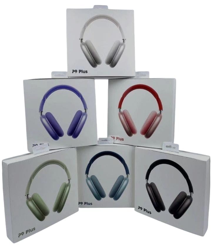 P9 Wireless, Bluetooth 5.1 Over Ear Stereo Headphones - Mic, Ergonomic Adjustable Design, 24 Hours Battery Life, Hi-Fi Sound, Wireless Headset for Music & Calls (Assorted)