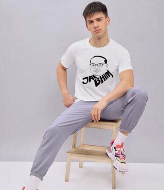 New Trendy Printed White Round Neck Half...