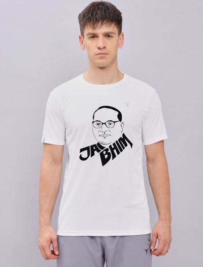 New Trendy Printed White Round Neck Half Sleeve Polyester T-shirt for Men