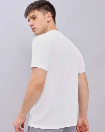 New Trendy Printed White Round Neck Half Sleeve Polyester T-shirt for Men