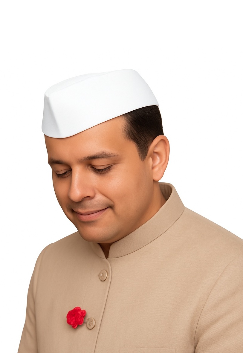 White Ghandi Neharu caps for men and women