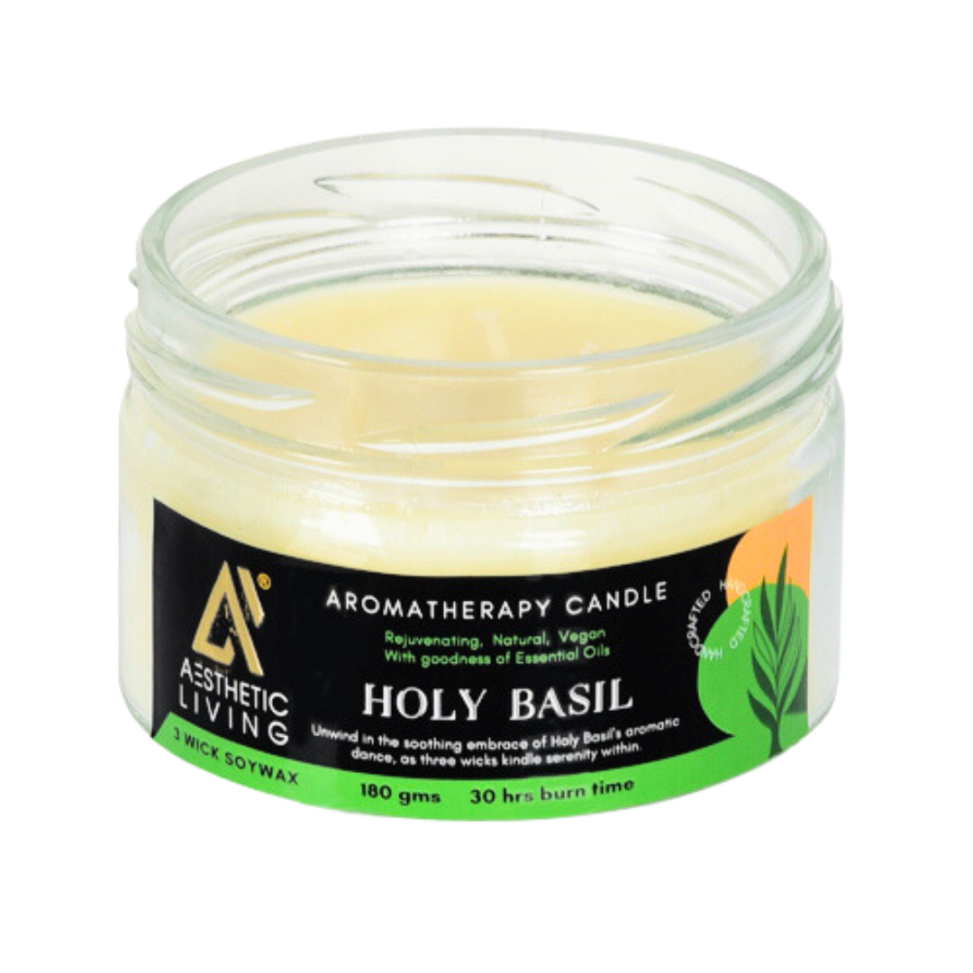 3 Wick Holy Basil Candle 180g for Home F...