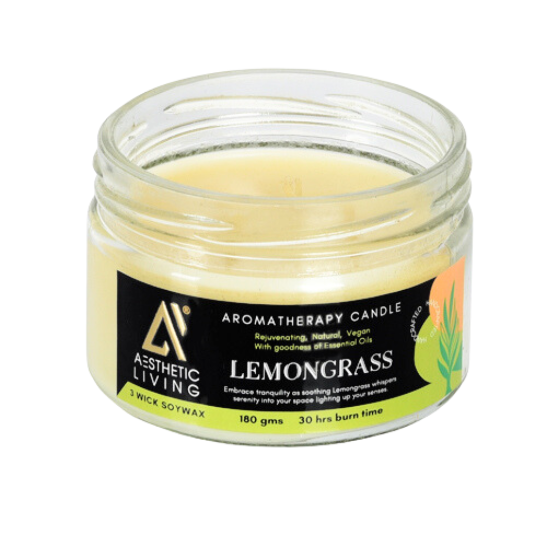 3 Wick Lemongrass Candle 180g for Home F...