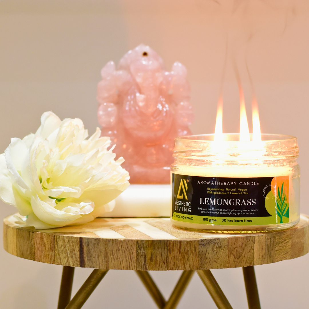3 Wick Lemongrass Candle 180g for Home Fragrance and Decor