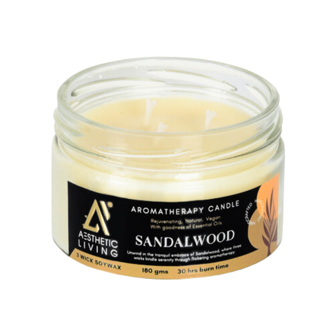 3 Wick Sandalwood Candle 180g for Home F...