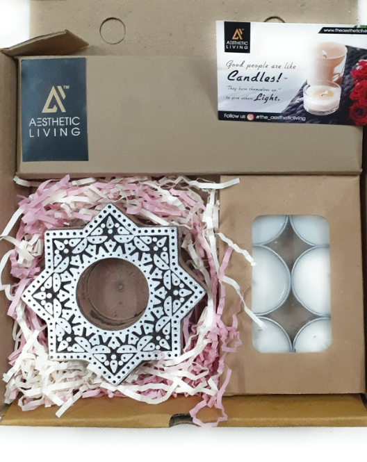 Aesthetic Living Sitara Wooden T-Light Holder for Home Decor