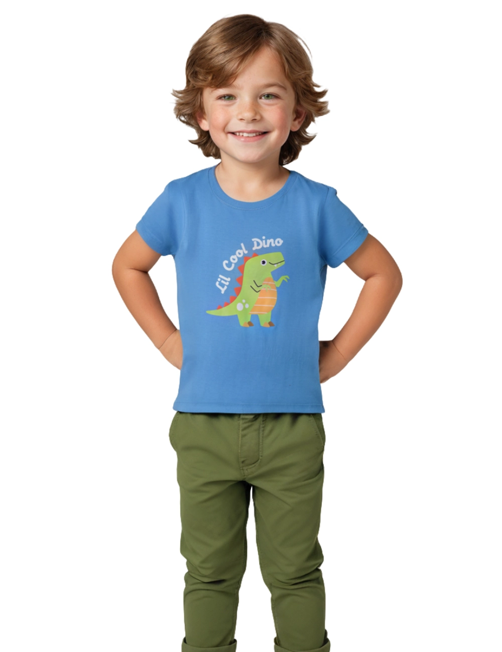 All Aboard Blue Dino Cotton T Shirt for Boys