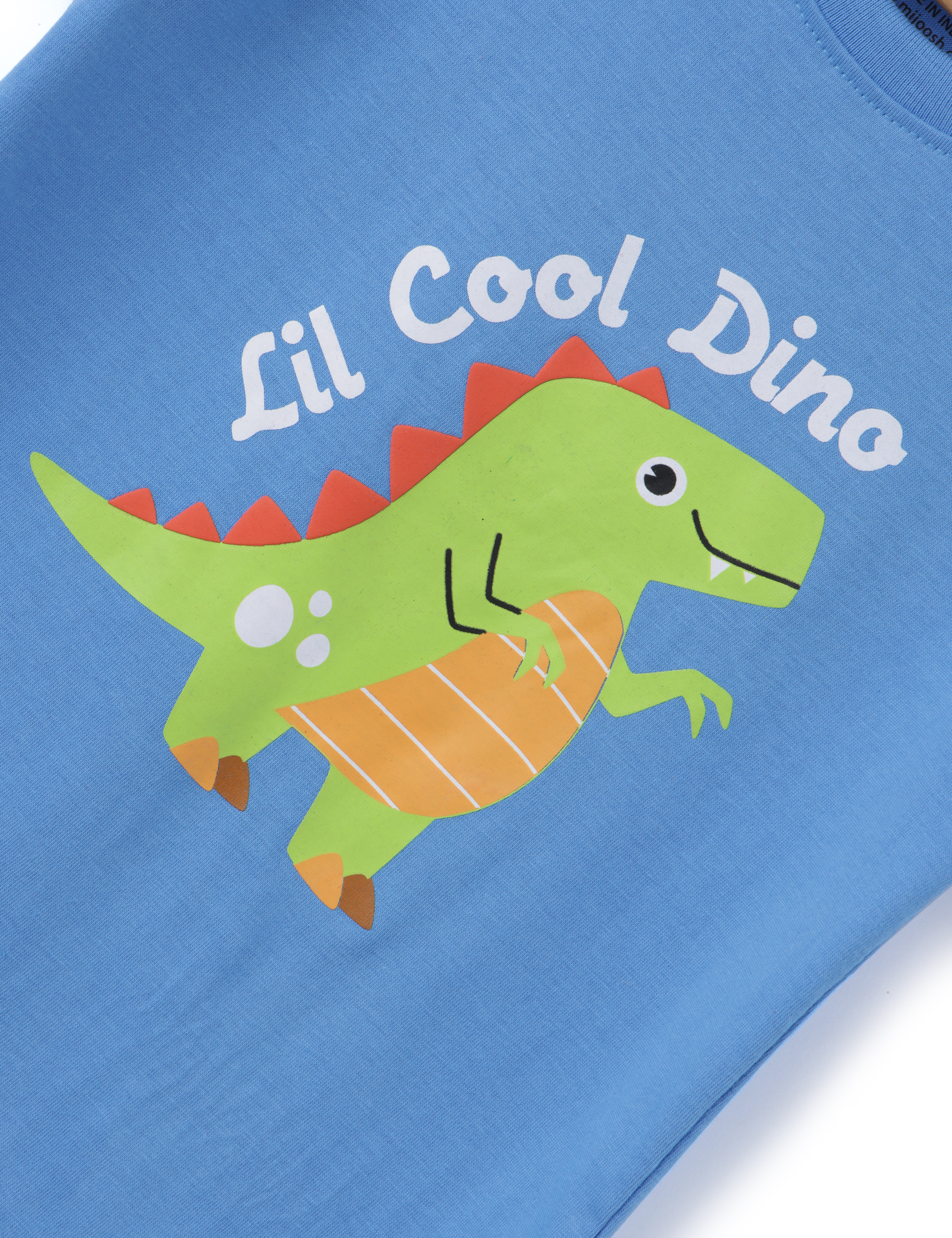 All Aboard Blue Dino Cotton T Shirt for Boys
