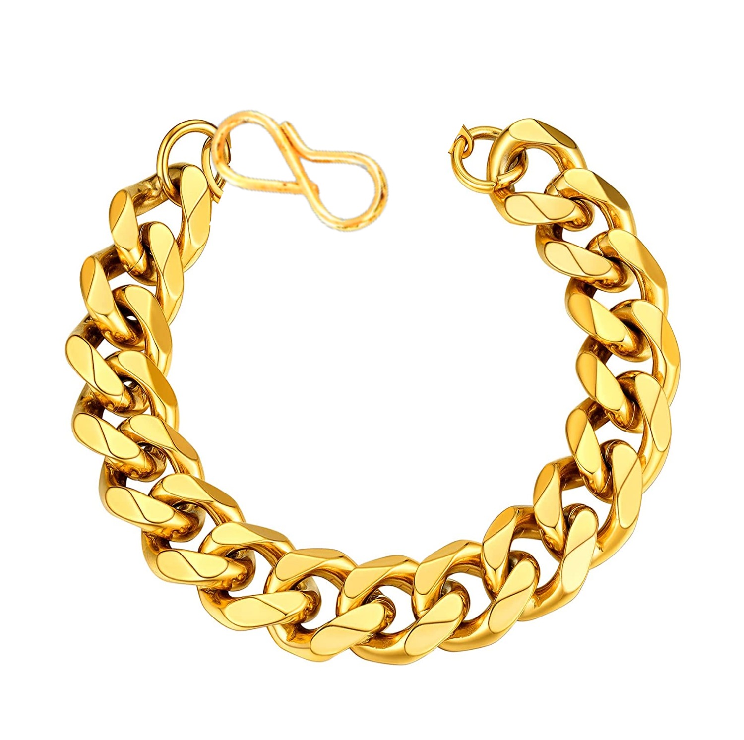 Evordlss Golden Curb Chain Bracelet, 20 cm Length, Gold Plated, for Men & Boys (Pack of 1)