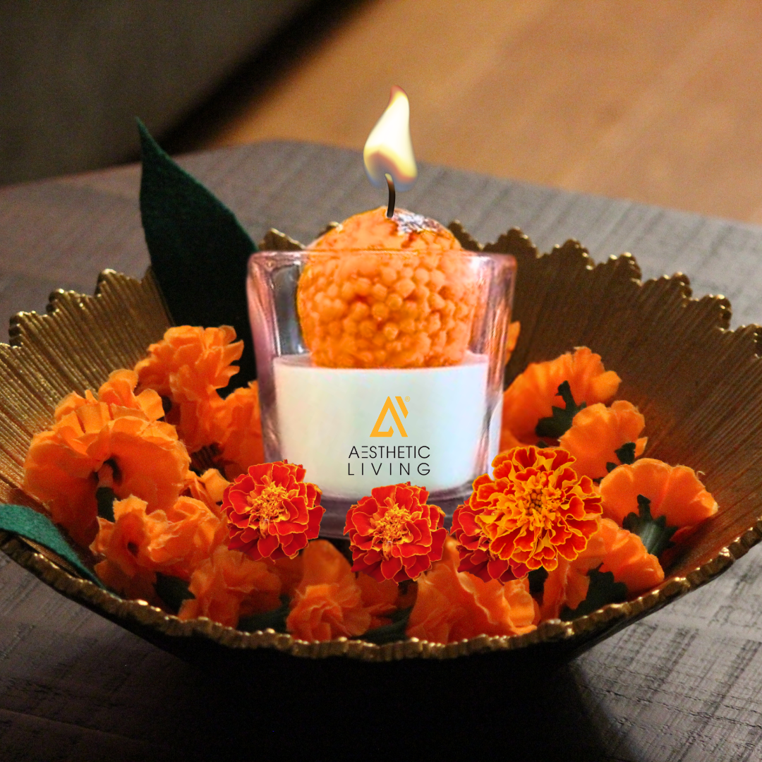 Festive Motichoor Laddoo Soywax Jasmine Candle 75g for Home