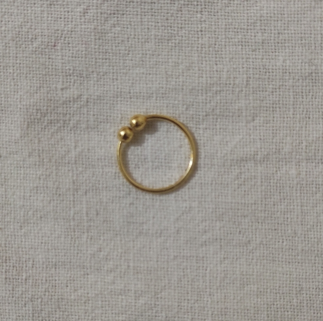 GIRLS Nose RING GOLD BOLL DOUBLE Diamond...