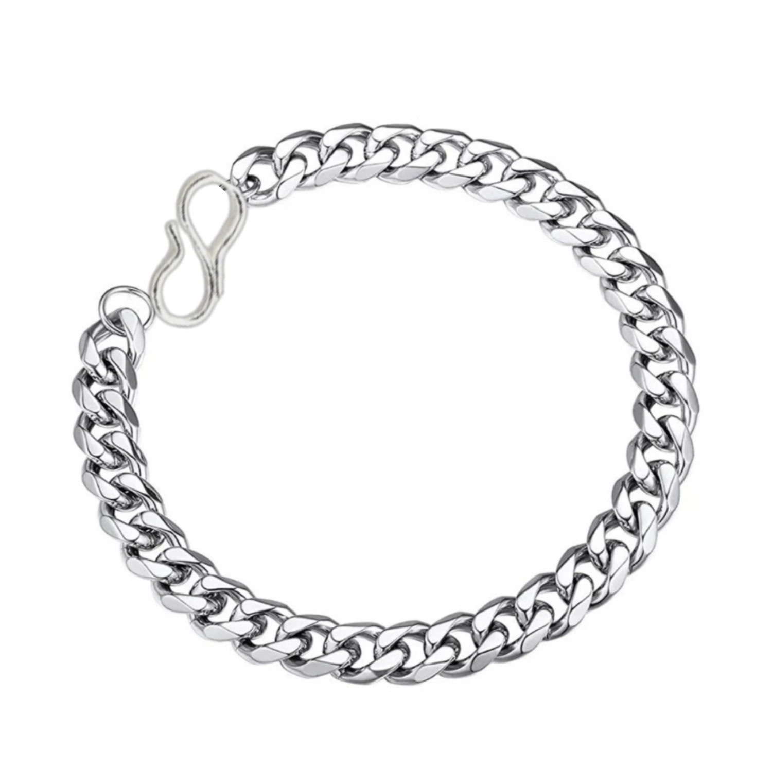 Evordlss Golden Curb Chain Bracelet, 20 cm Length, Silver Plated, for Men & Boys (Pack of 1)