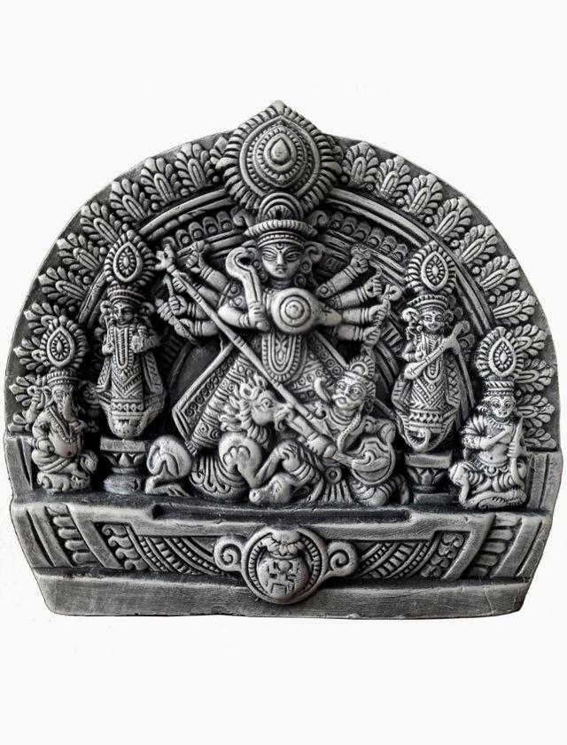 Clay Durga Maa Idol 35 Cm Traditional Handicraft