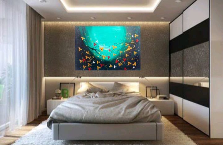 Original Handmade Paper Painting Wall Ar...