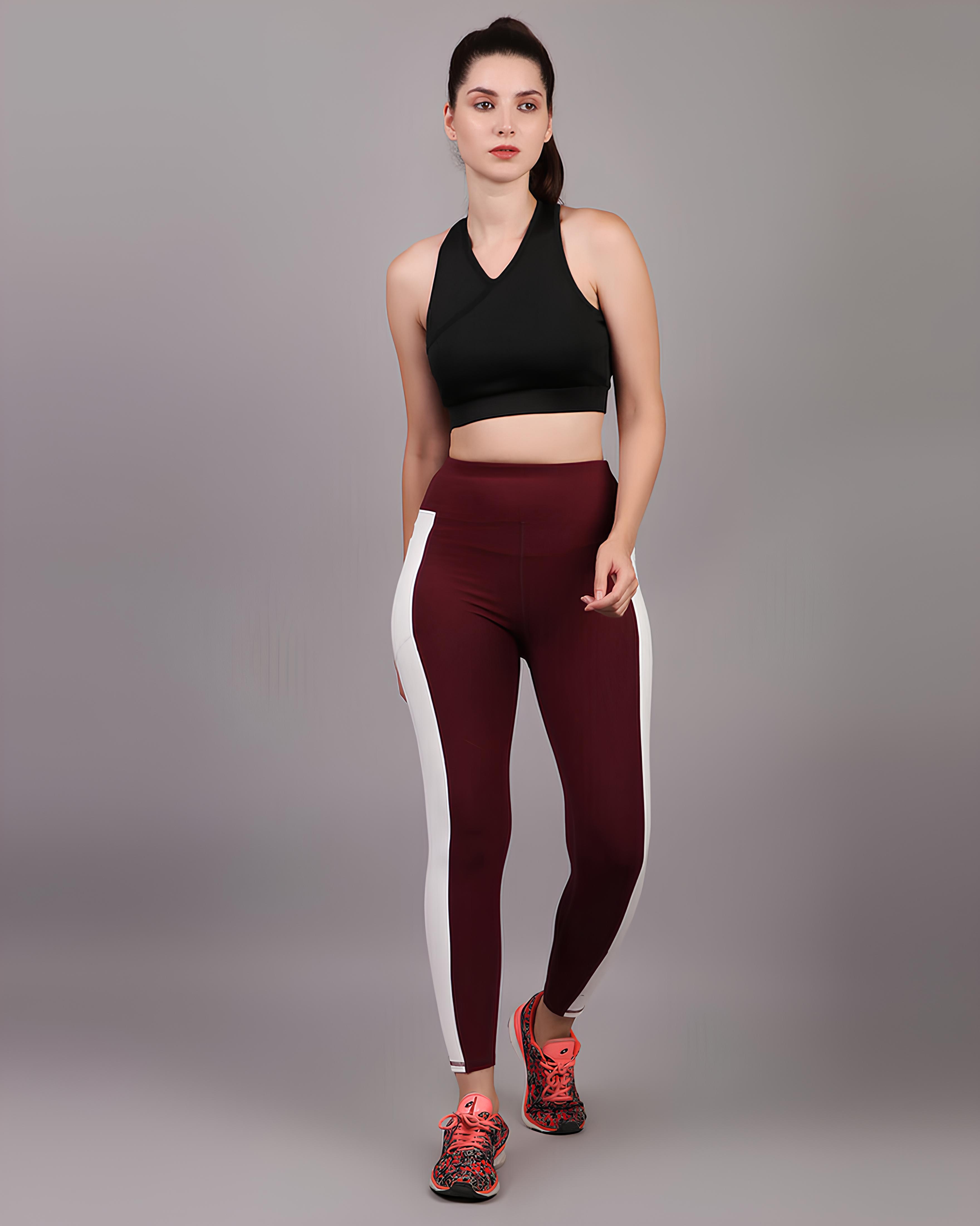 Sports Leggings 4-Way Stretch Fabric Bre...