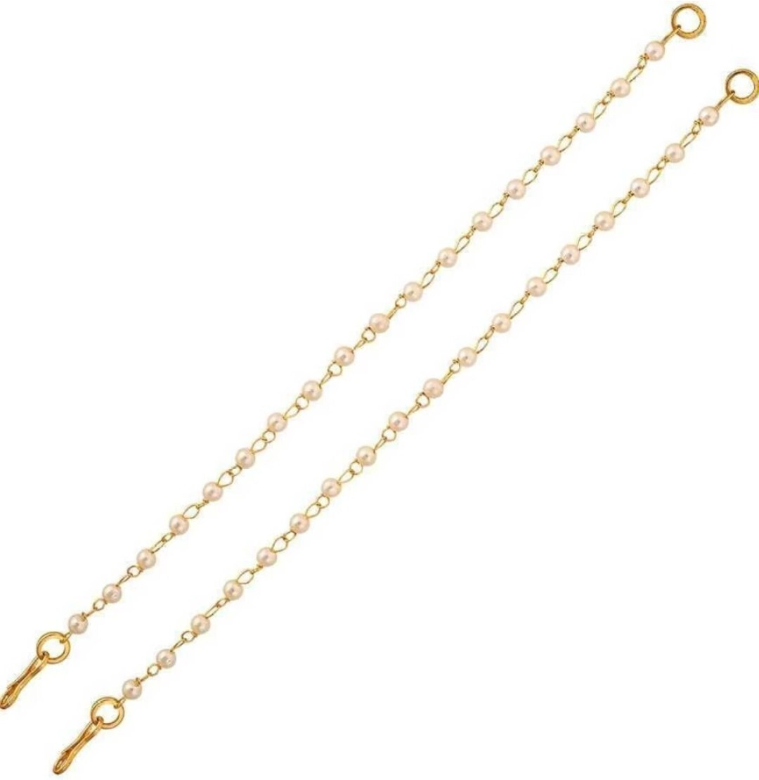 Gold Plated Ear Chain Traditional White...