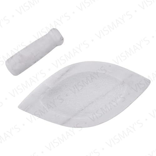 Vismays Marble Mortar Pestle Set Spice Grinder 6 Inch