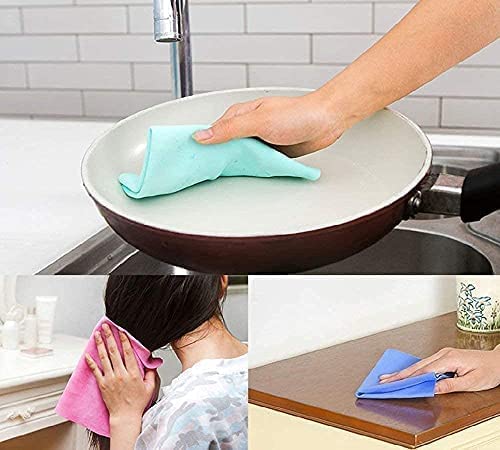 Qawvler Magic Towel Drying Reusable Water Absorbent Multipurpose Cleaning Cloth For Kitchen (Pack Of 2)