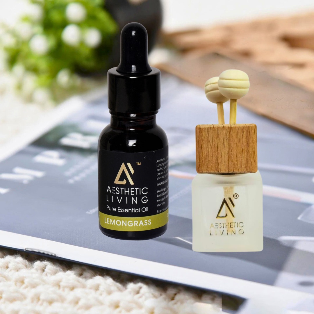 White Reed Vent Clip Car Aromatizer Diffuser Oil Combo