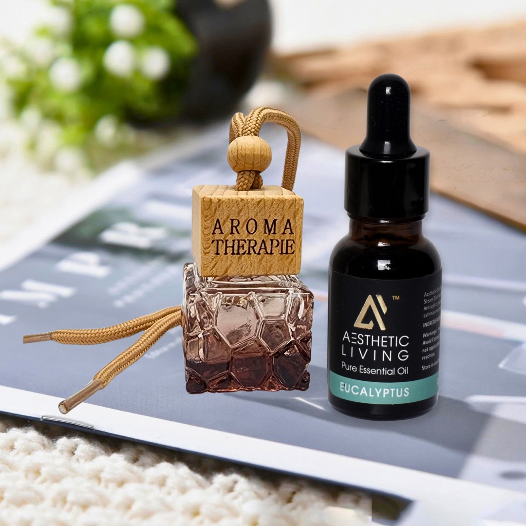 Square Glass Car Aromatizer with Essenti...