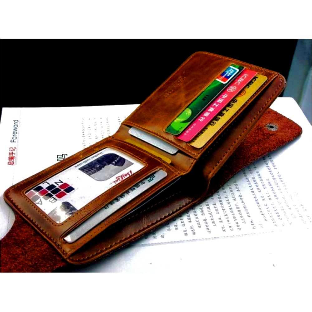 Wassxler PU Leather Wallet, Western Style Embossed Design, Dark Brown, Slim Bifold with Snap Closure Brown (Pack of 1)