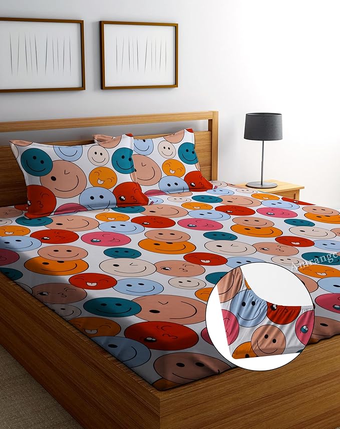 Homdazal Microfibre Abstract Queen Bedsheet Multicolor Elegant