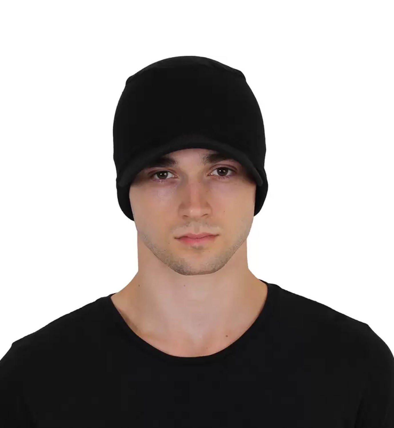 Plain Darling Caps Full Ear Cover Cotton Stretchable With Short Visor