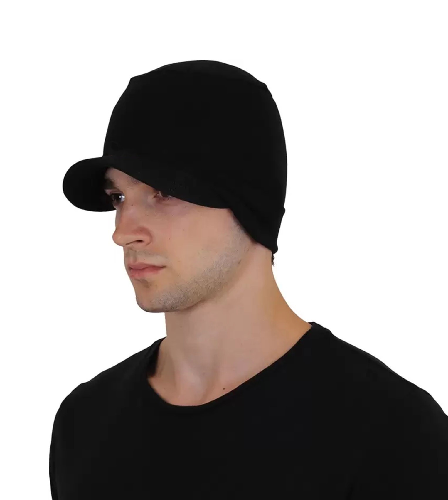 Plain Darling Caps Full Ear Cover Cotton Stretchable With Short Visor