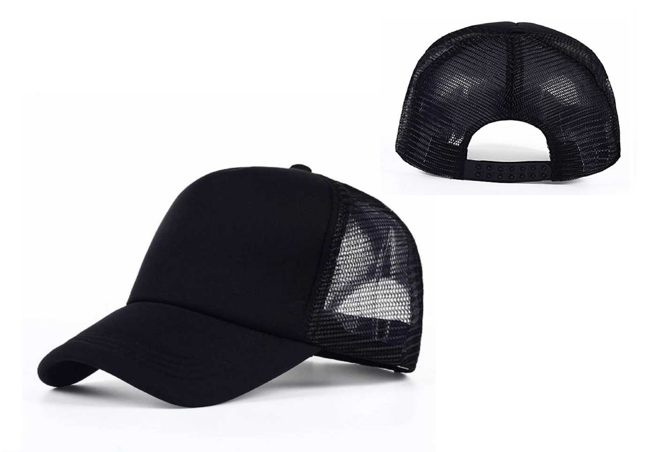 Plain Mesh Black Caps And Hats For Men Trucker Style Head Wear