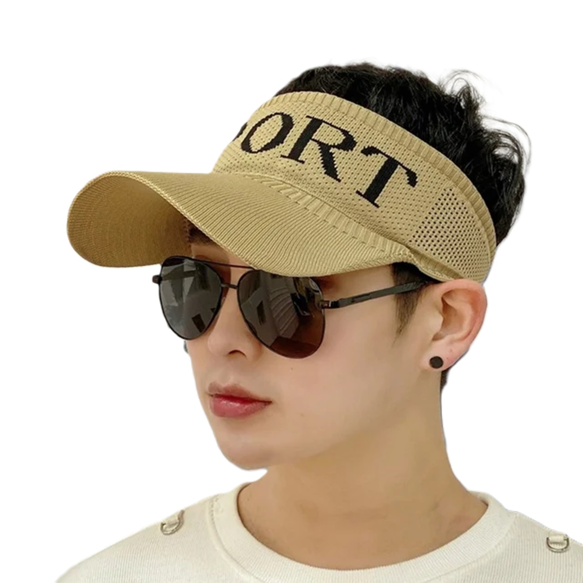 Tennis Golf Half Visor Hats And Caps For Men Beige Color