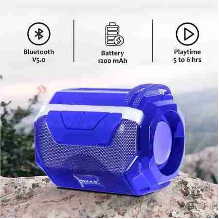 Wireless Bluetooth Speaker with Mic, FM Radio, AUX/USB/TF Support & 6Hrs Playtime – Hands-Free Calling & Rechargeable Battery